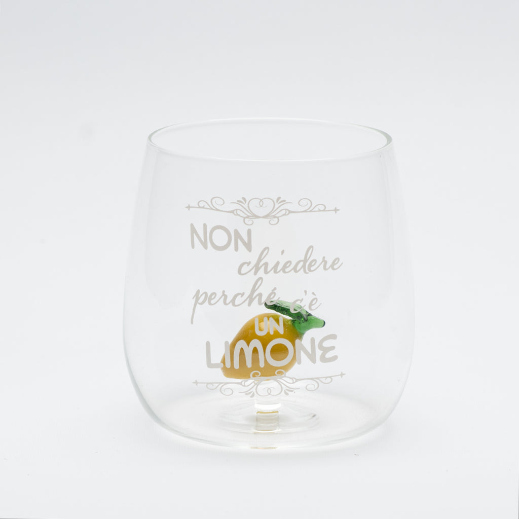 Set 4 Bicchieri Limòra Tumbler con Limone 3D e Frasi Divertenti