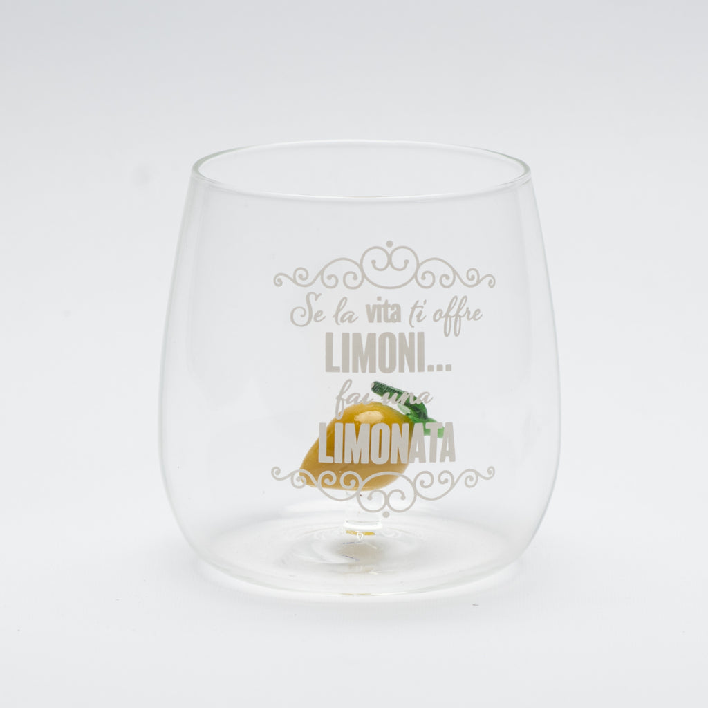 Set 4 Bicchieri Limòra Tumbler con Limone 3D e Frasi Divertenti