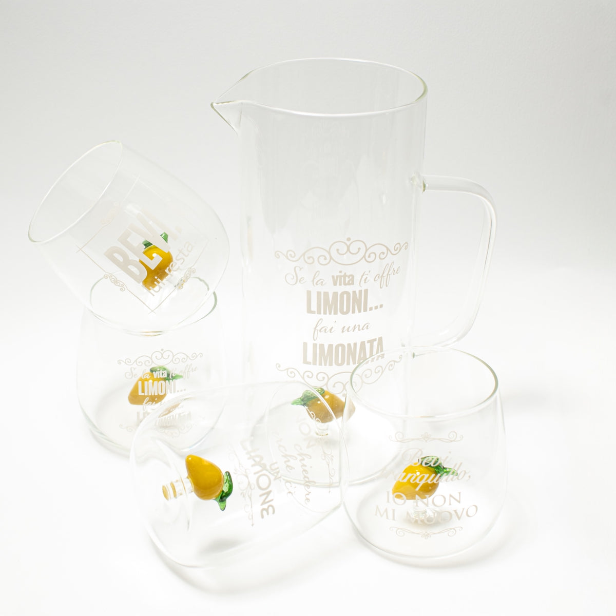 Set 4 Bicchieri Limòra Tumbler con Limone 3D e Frasi Divertenti