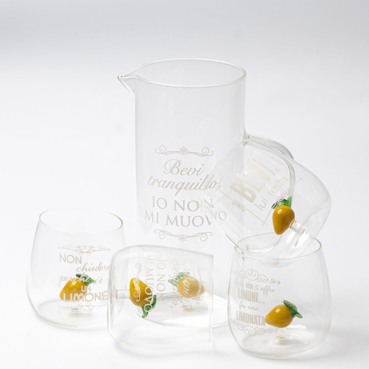 Set 4 Bicchieri Limòra Tumbler con Limone 3D e Frasi Divertenti
