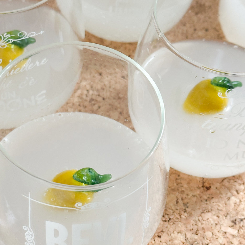 Set 4 Bicchieri Limòra Tumbler con Limone 3D e Frasi Divertenti