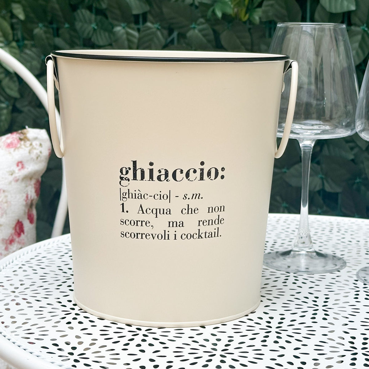 Secchiello per ghiaccio in ferro smaltato beige Vocabulary