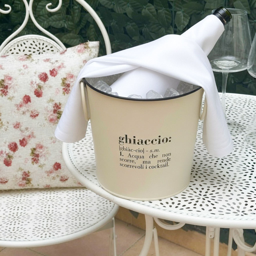 Secchiello per ghiaccio in ferro smaltato beige Vocabulary
