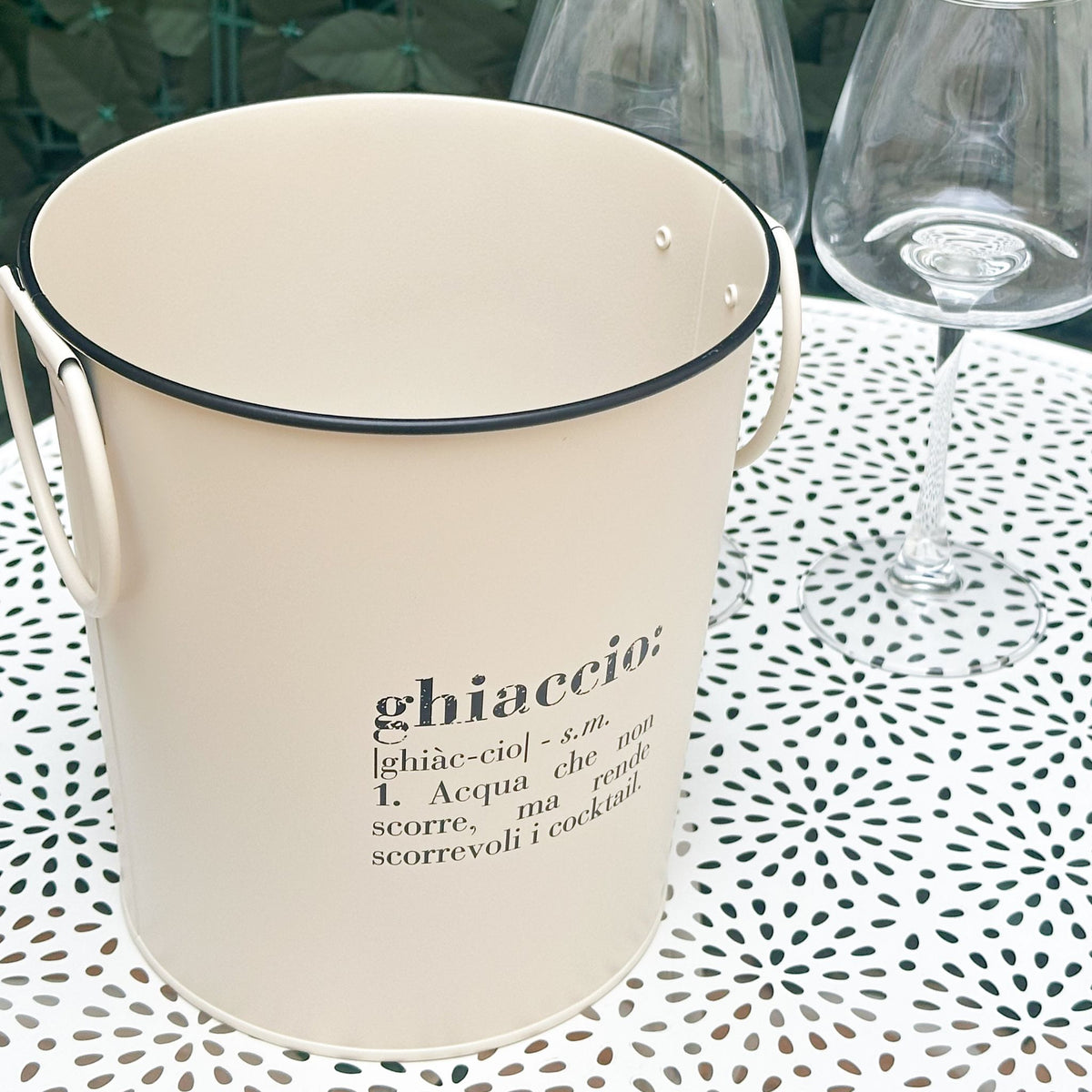 Secchiello per ghiaccio in ferro smaltato beige Vocabulary