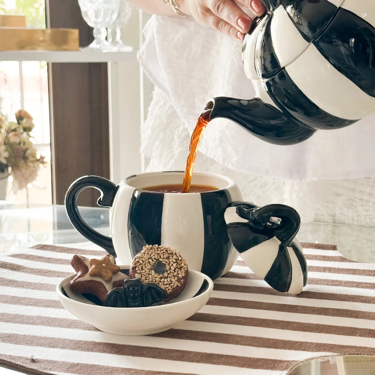 Hand-Painted Ceramic Pumpkin Teapot