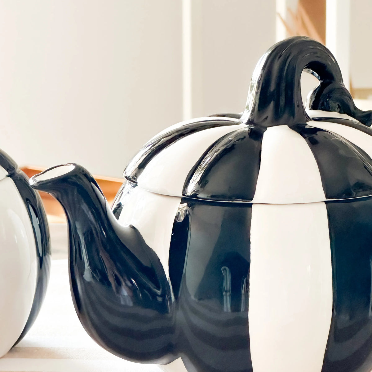 Hand-Painted Ceramic Pumpkin Teapot
