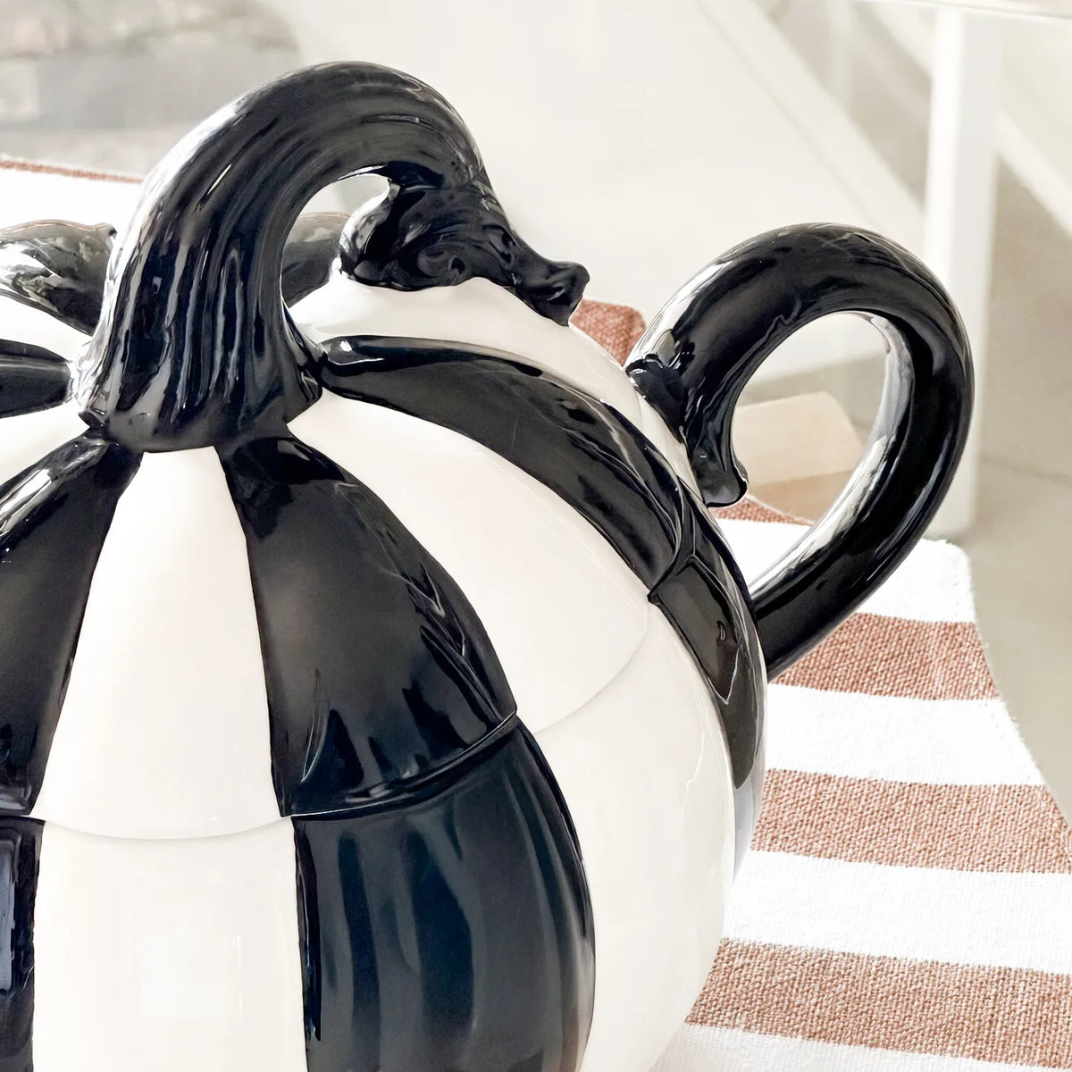 Hand-Painted Ceramic Pumpkin Teapot