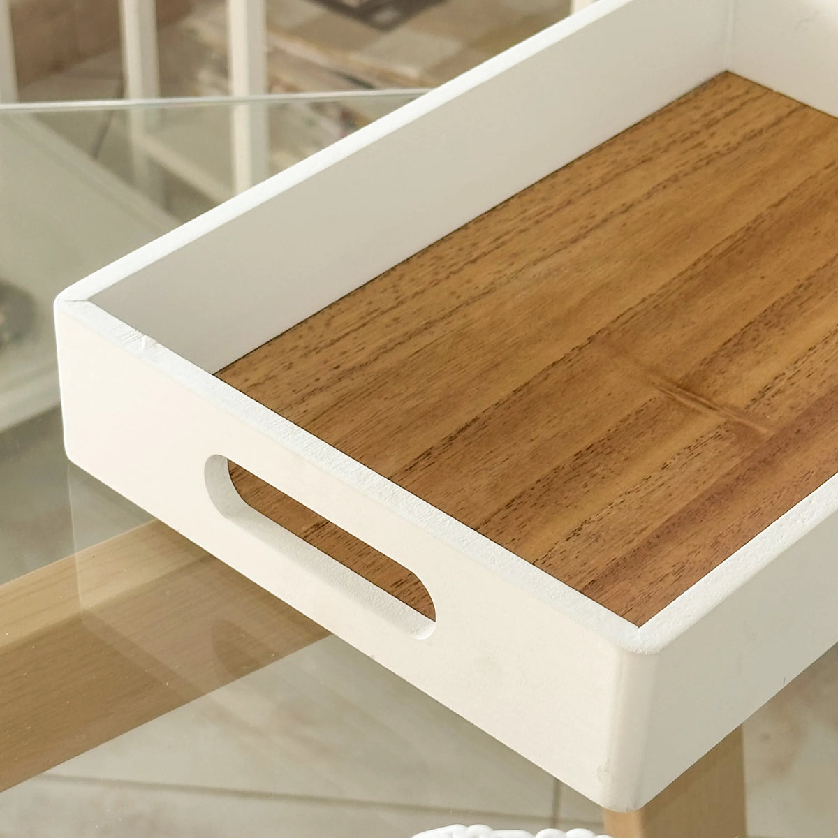 Vassoio Home – Legno Bianco con Manici Ergonomici