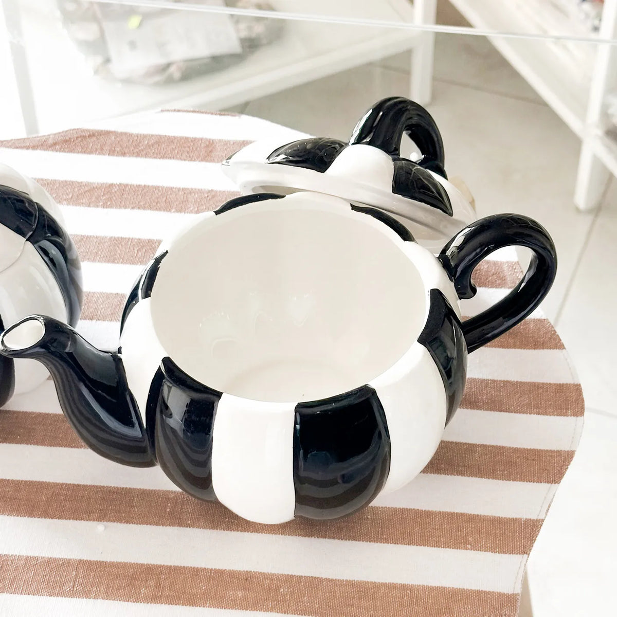 Hand-Painted Ceramic Pumpkin Teapot
