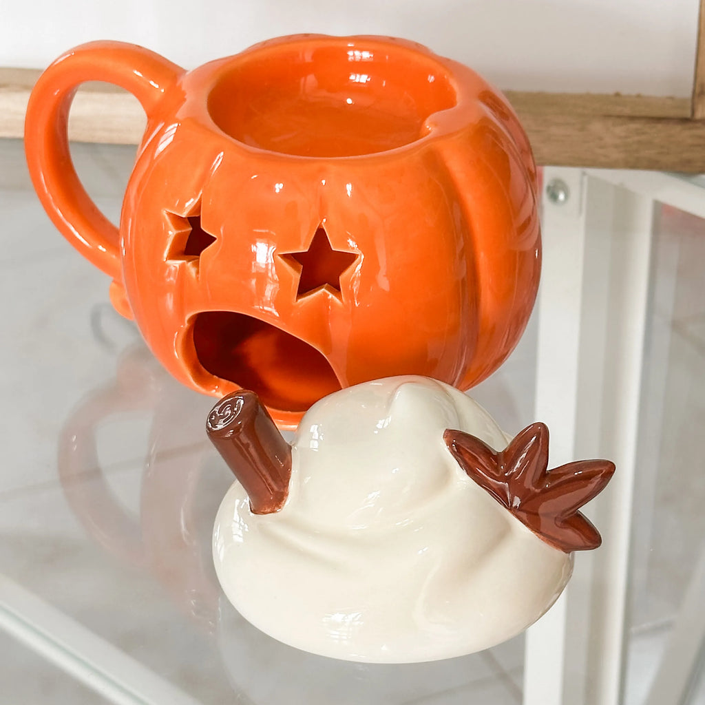 Brucia Essenze Zuccoso – Ceramica a Forma di Zucca con Coperchio Panna, Cannella e Anice Stellato