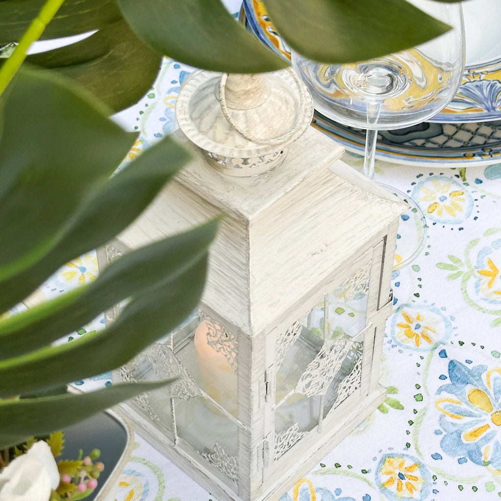 Lanterna Shabby Chic color Avorio in Ferro con Candela – Stile Country Francese