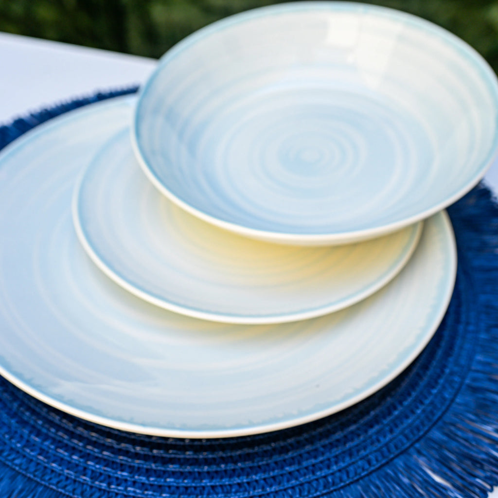 Servizio di Piatti Baita in Porcellana 18 Pezzi – Estivo Stile Moderno - Colore Blu Mare