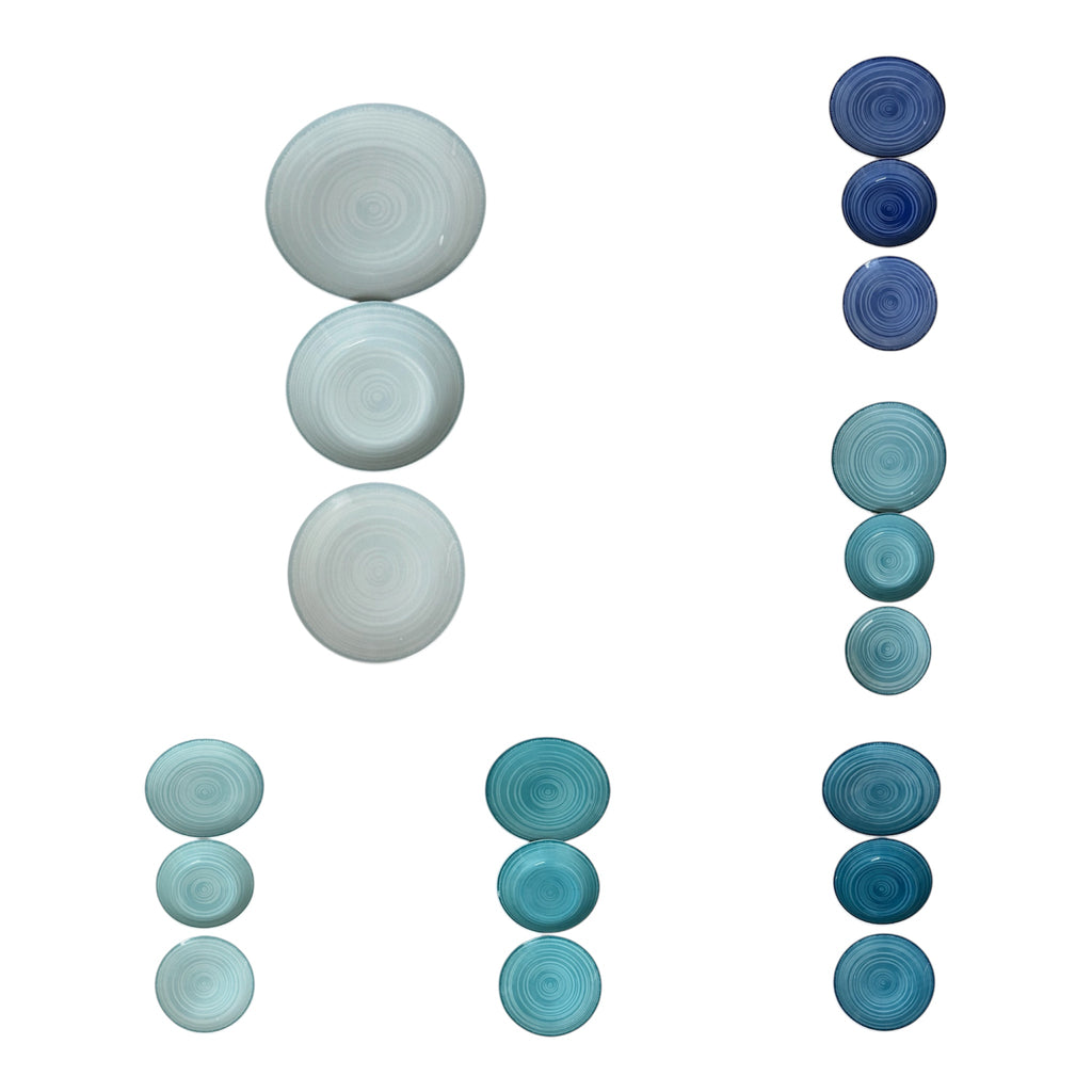 Servizio di Piatti Baita in Porcellana 18 Pezzi – Estivo Stile Moderno - Colore Blu Mare