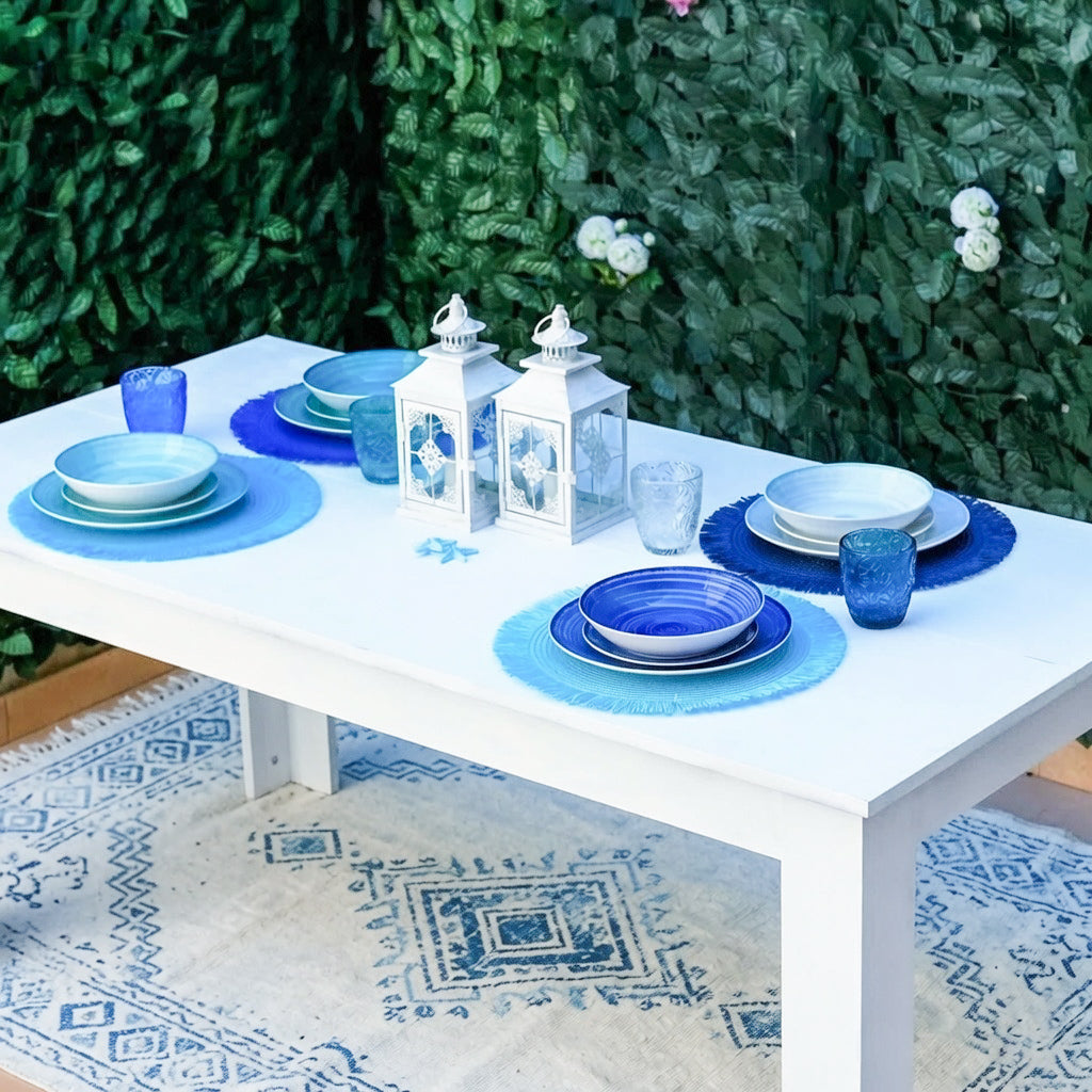 Servizio di Piatti Baita in Porcellana 18 Pezzi – Estivo Stile Moderno - Colore Blu Mare