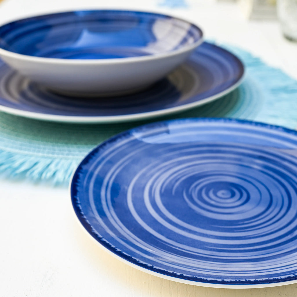 Servizio di Piatti Baita in Porcellana 18 Pezzi – Estivo Stile Moderno - Colore Blu Mare