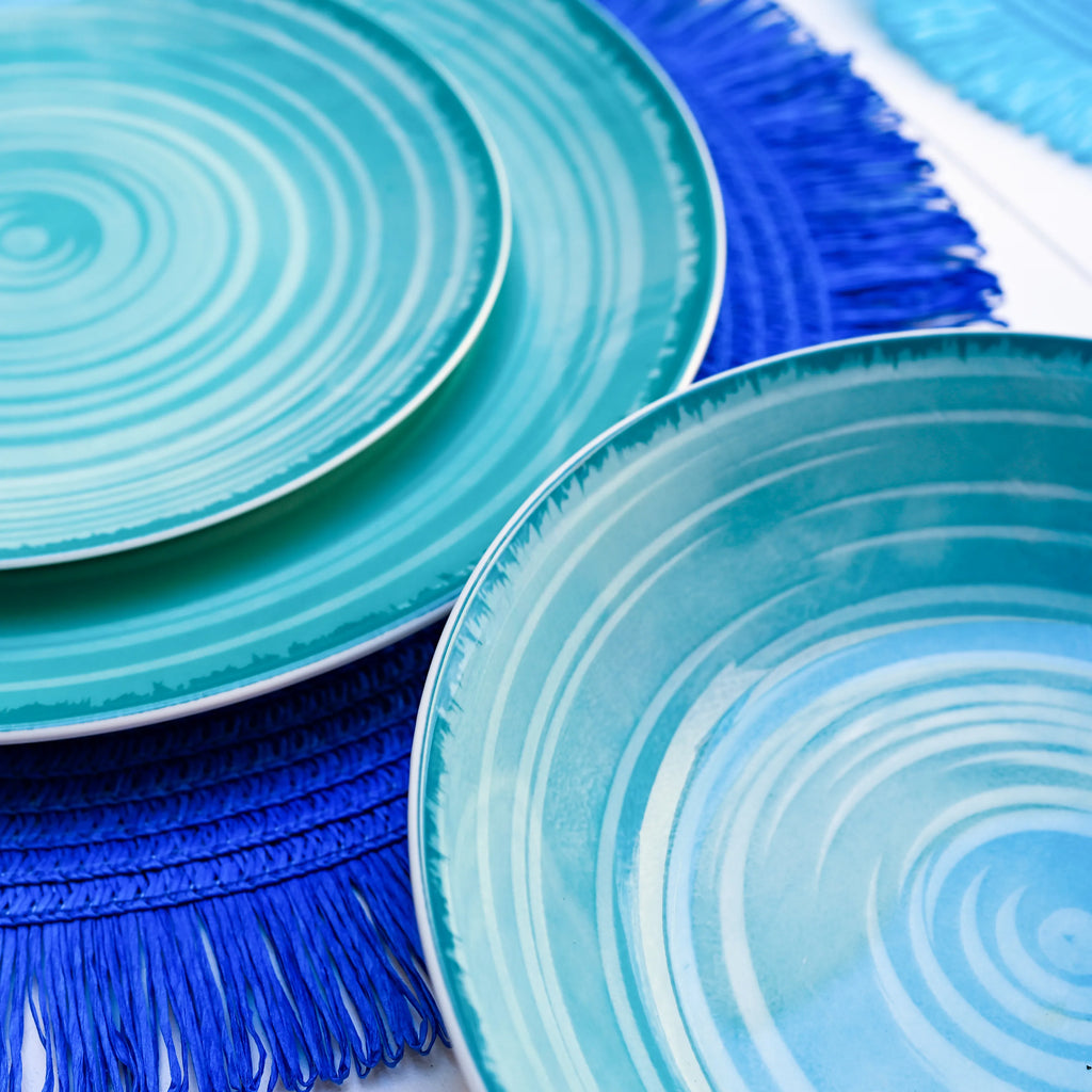 Servizio di Piatti Baita in Porcellana 18 Pezzi – Estivo Stile Moderno - Colore Blu Mare